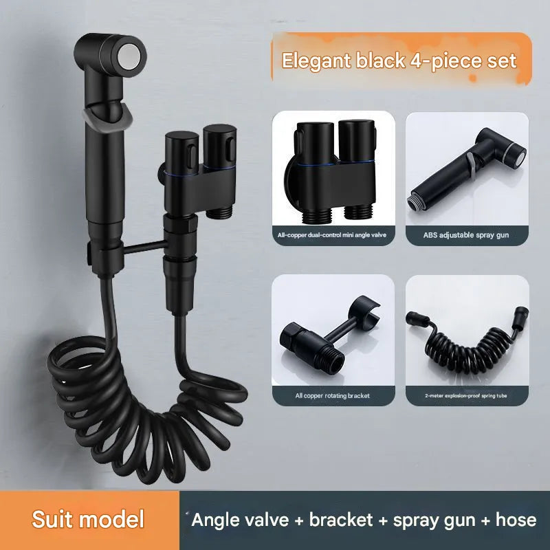 1-In-2-Handheld Out Dual Control Valve Bidet Sprayer for Toilet