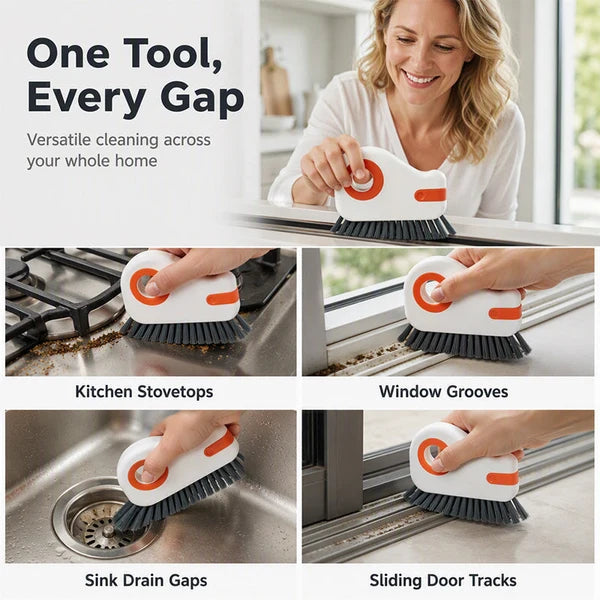🧹 2-in-1 Window Groove Cleaning Brush with Built-in Scraper – Narrow Crevice Tool with Hard Bristles