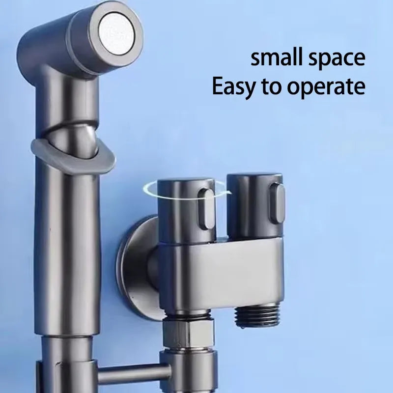 1-In-2-Handheld Out Dual Control Valve Bidet Sprayer for Toilet